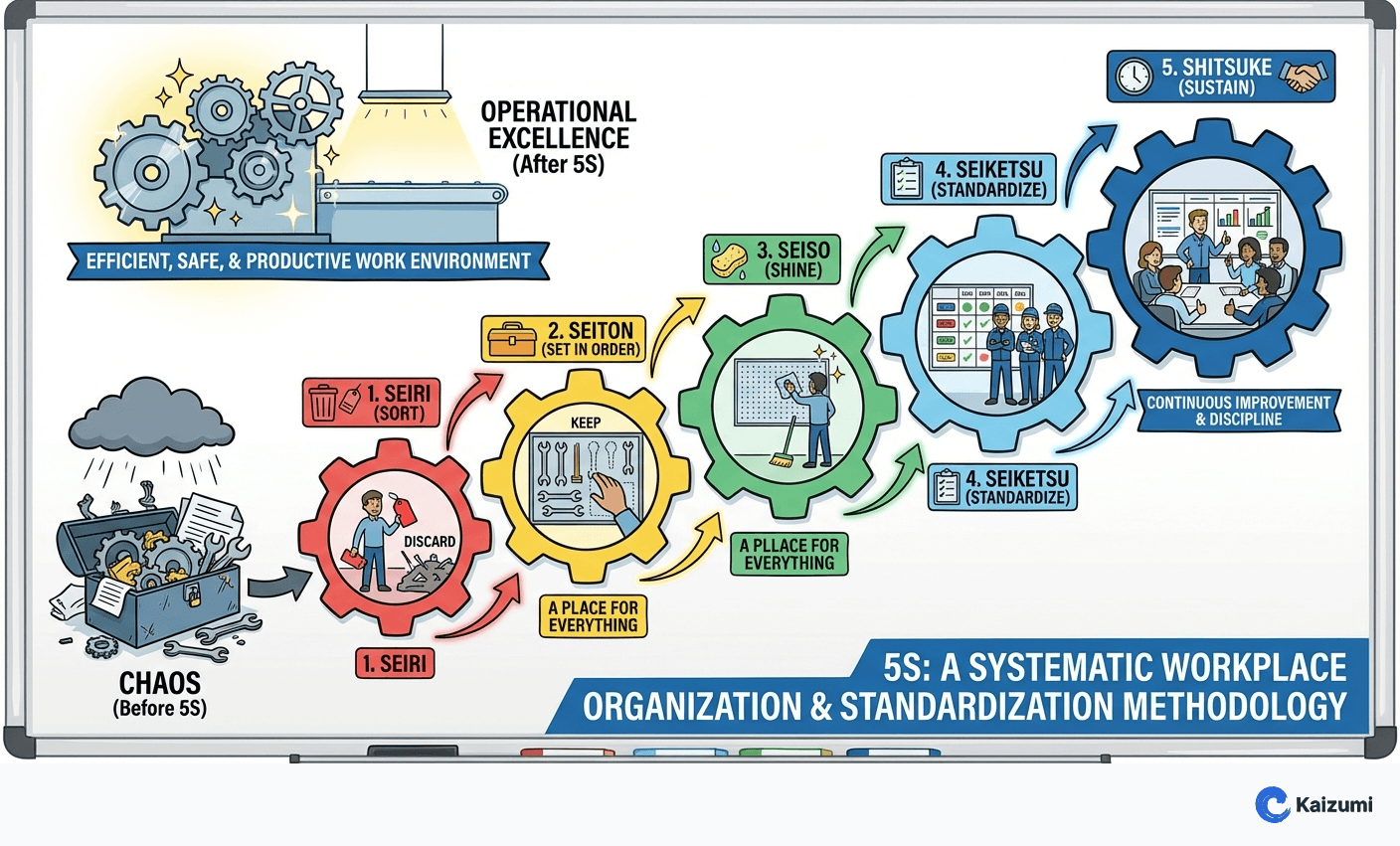 Illustration explaining 5S