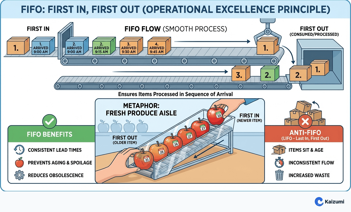 Illustration explaining FIFO