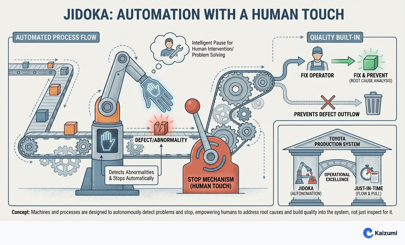 Illustration explaining Jidoka
