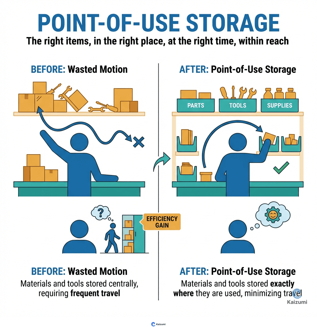 Illustration explaining Point-of-Use Storage