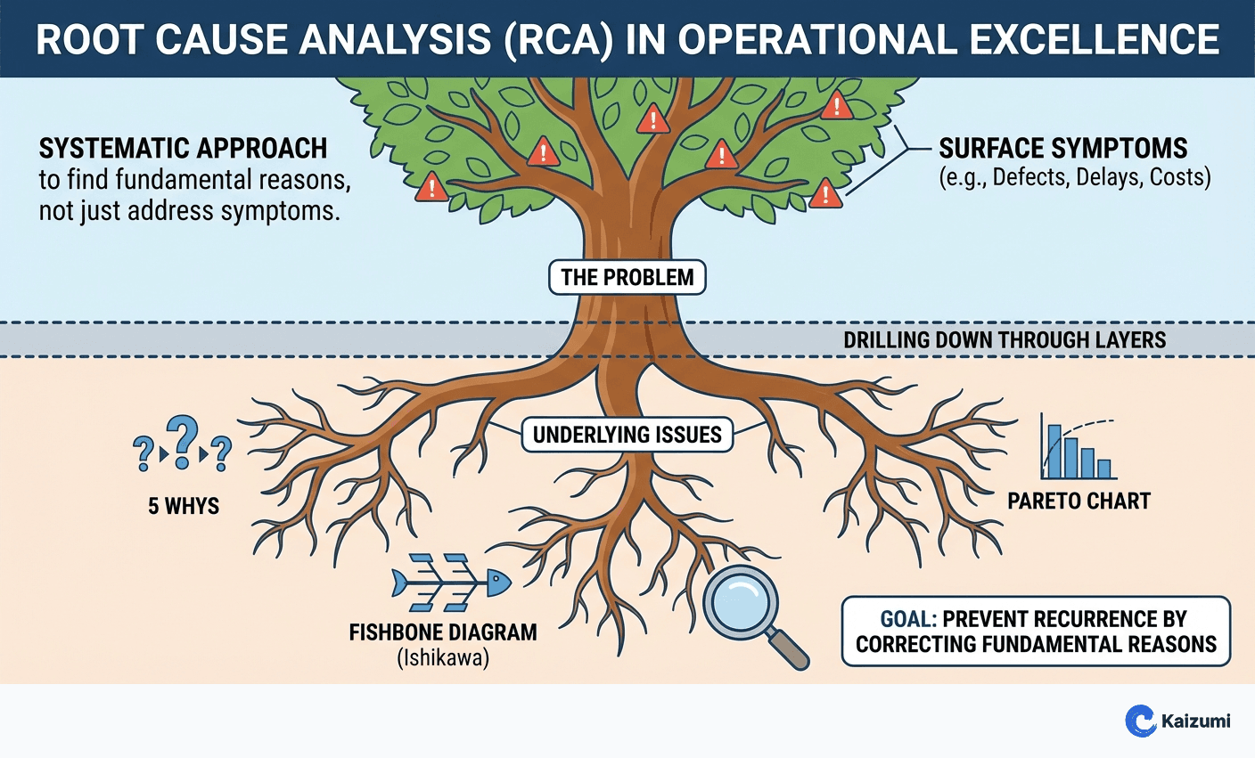 Illustration explaining Root Cause Analysis