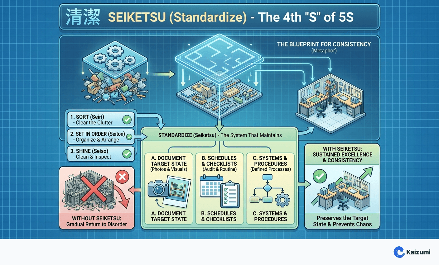 Illustration explaining Seiketsu (Standardize)