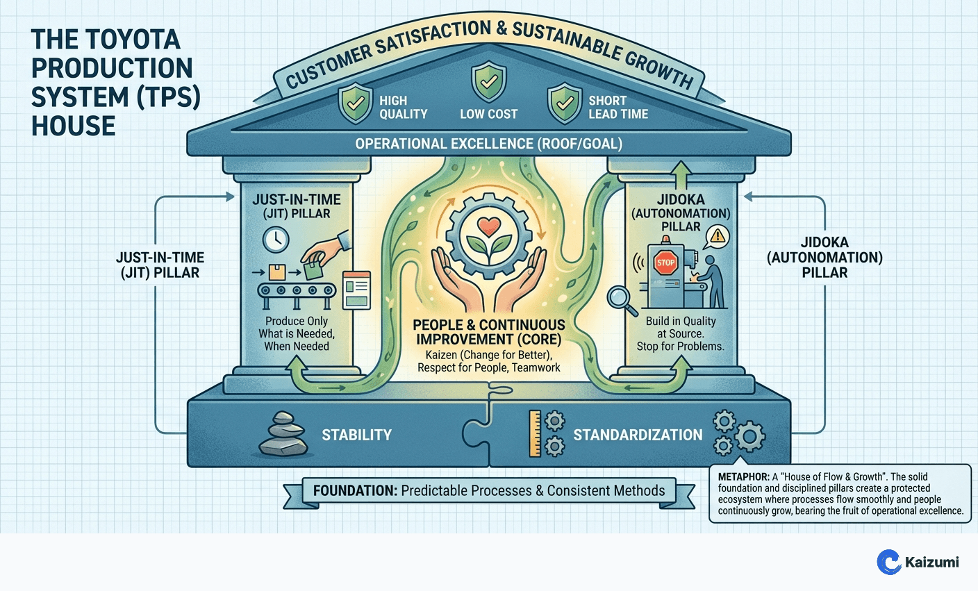 Illustration explaining Toyota Production System