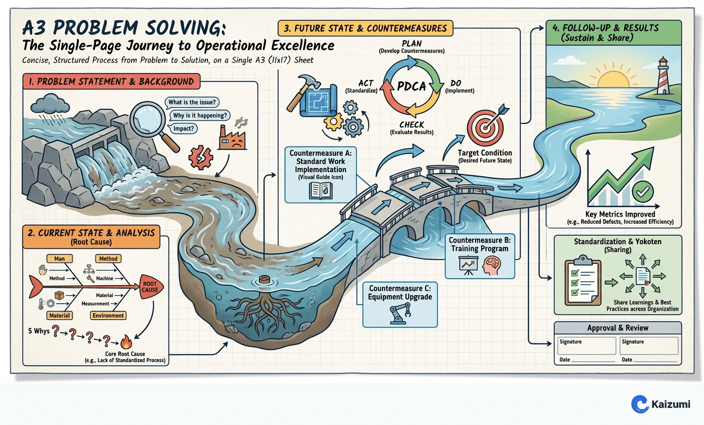 Illustration explaining A3 Problem Solving