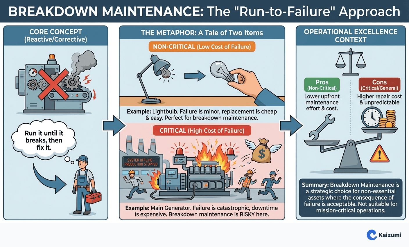 Illustration explaining Breakdown Maintenance