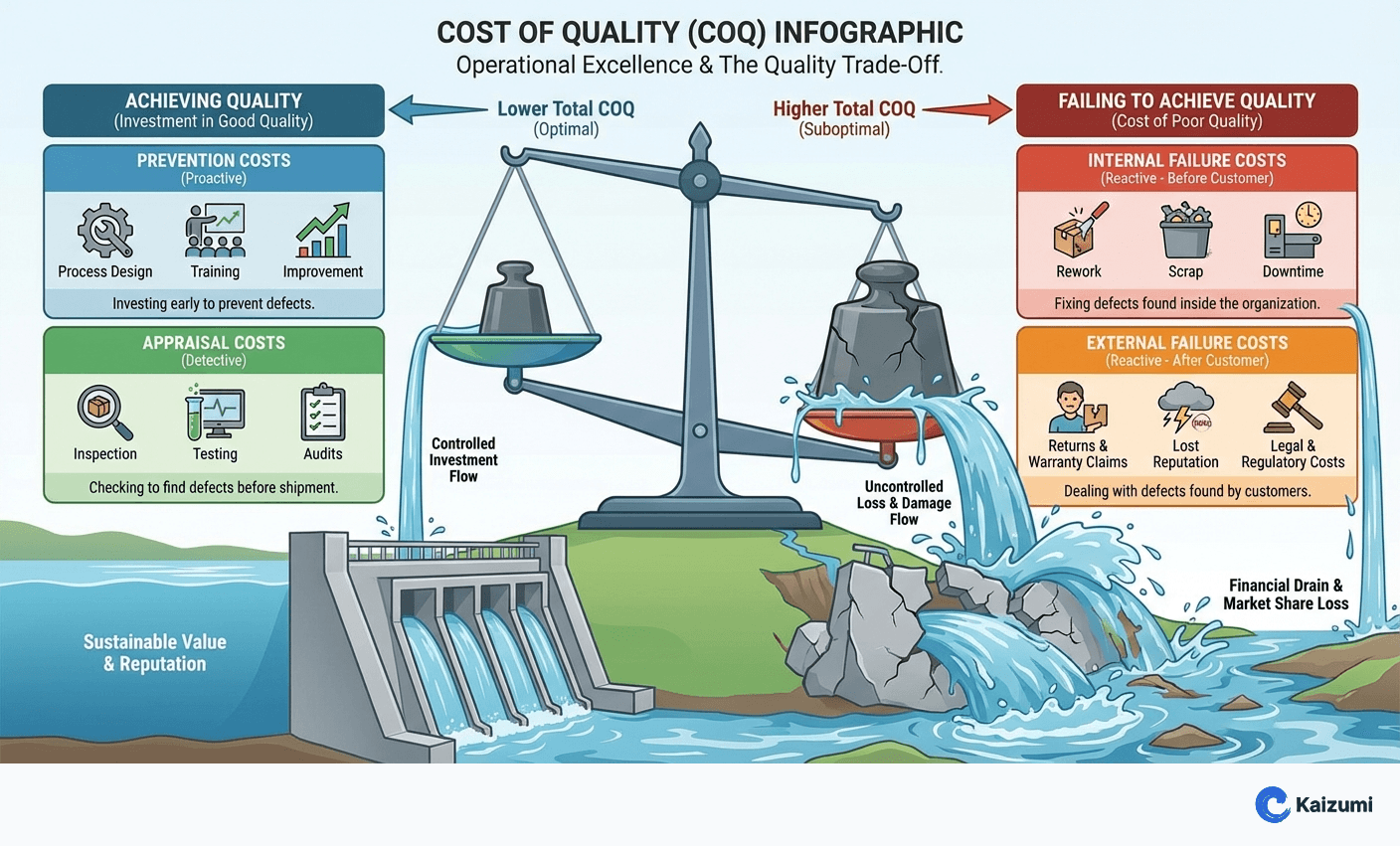 Illustration explaining Cost of Quality