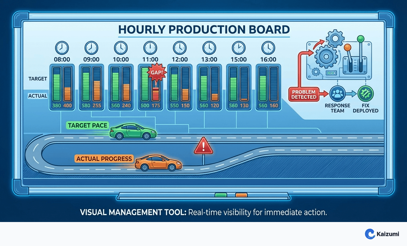 Illustration explaining Hourly Production Board