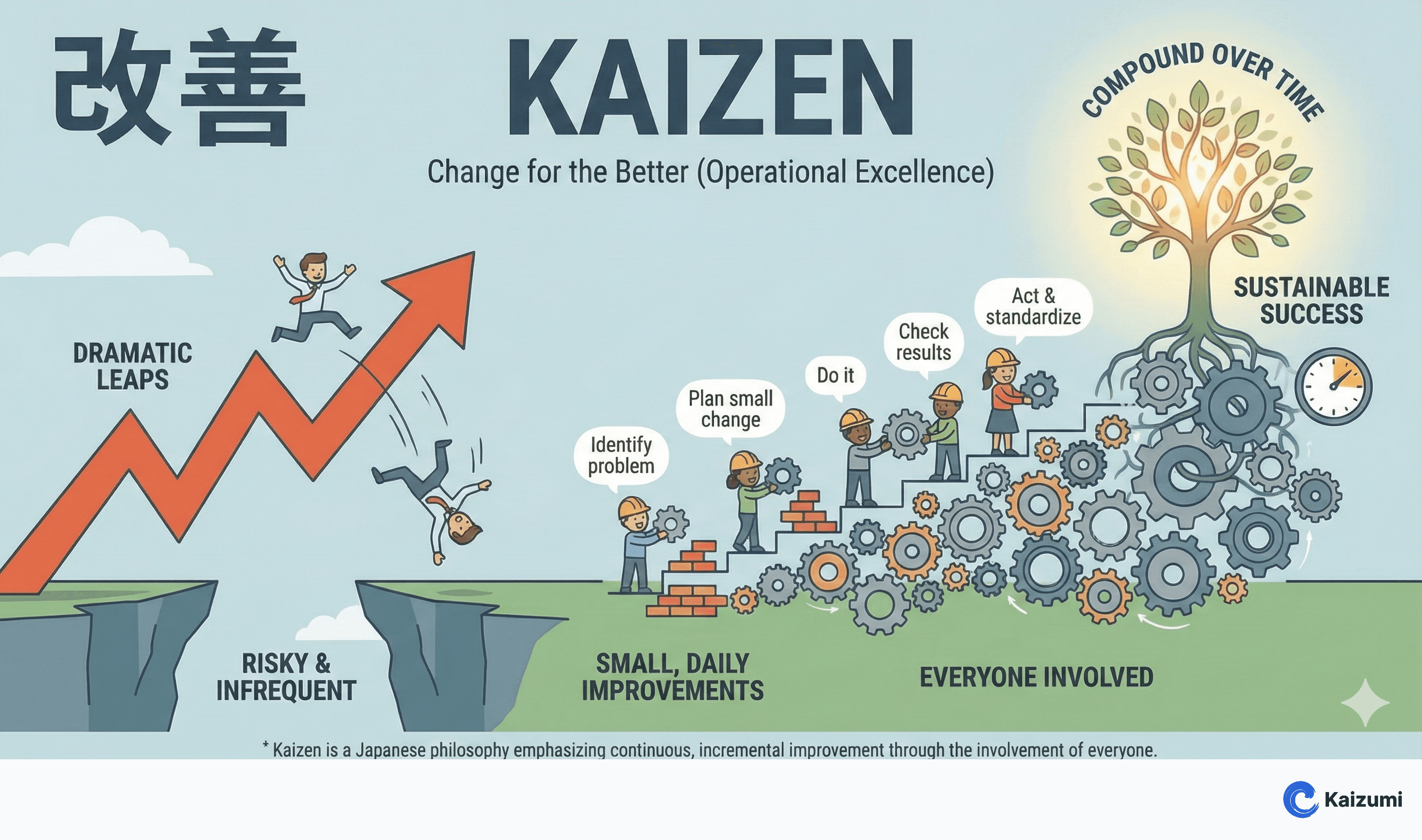 Illustration explaining Kaizen