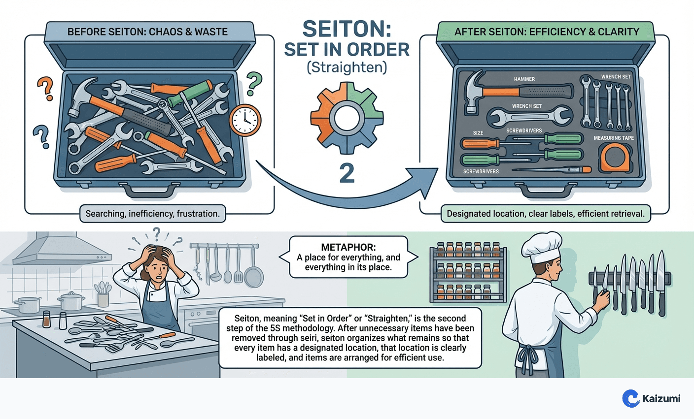 Illustration explaining Seiton (Set in Order)