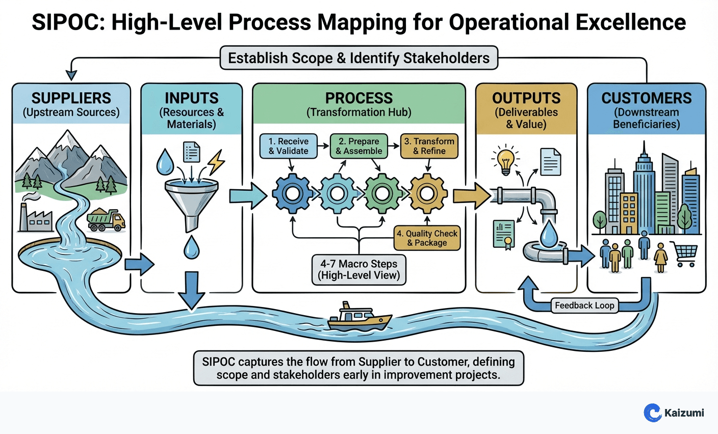 Illustration explaining SIPOC