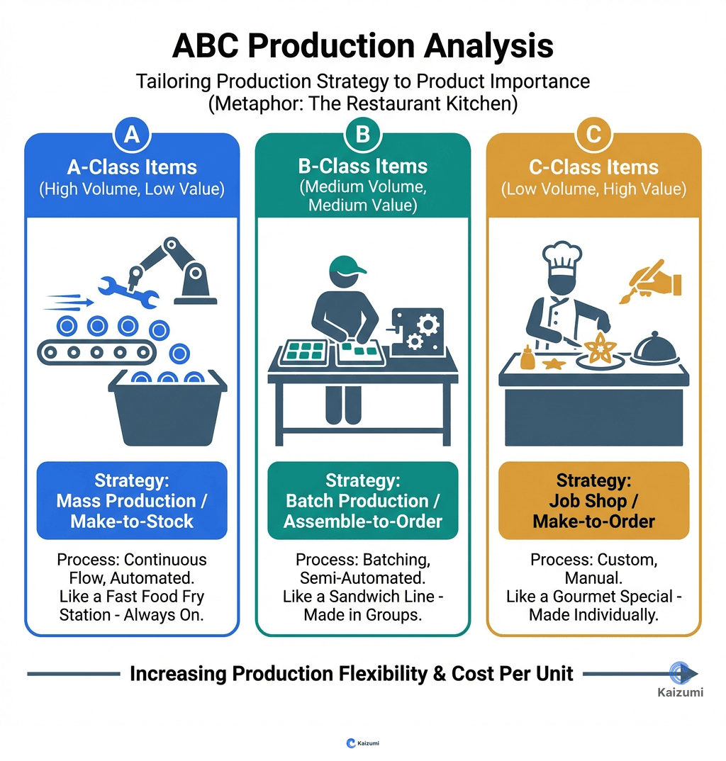 Illustration explaining ABC Production Analysis
