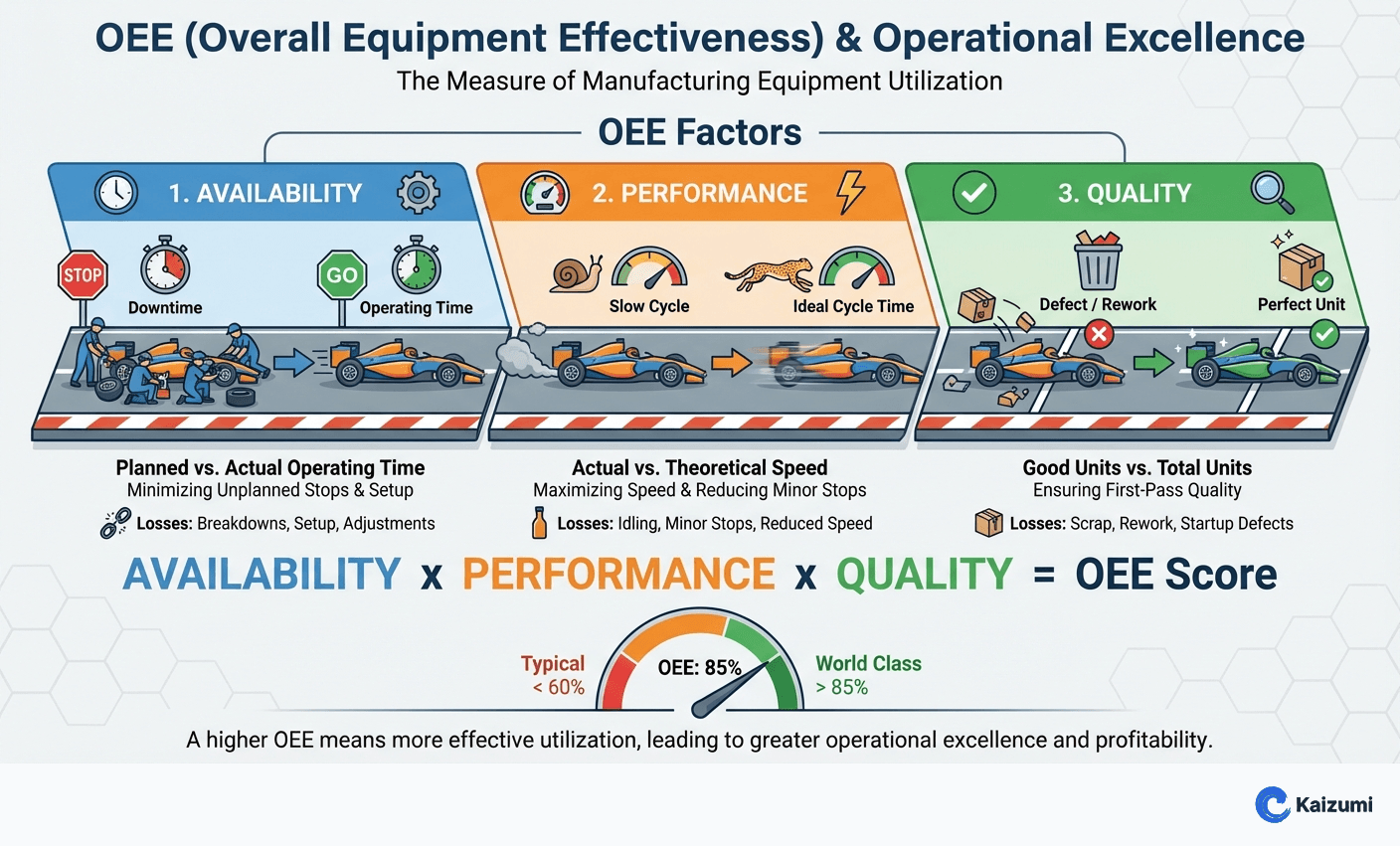Illustration explaining OEE