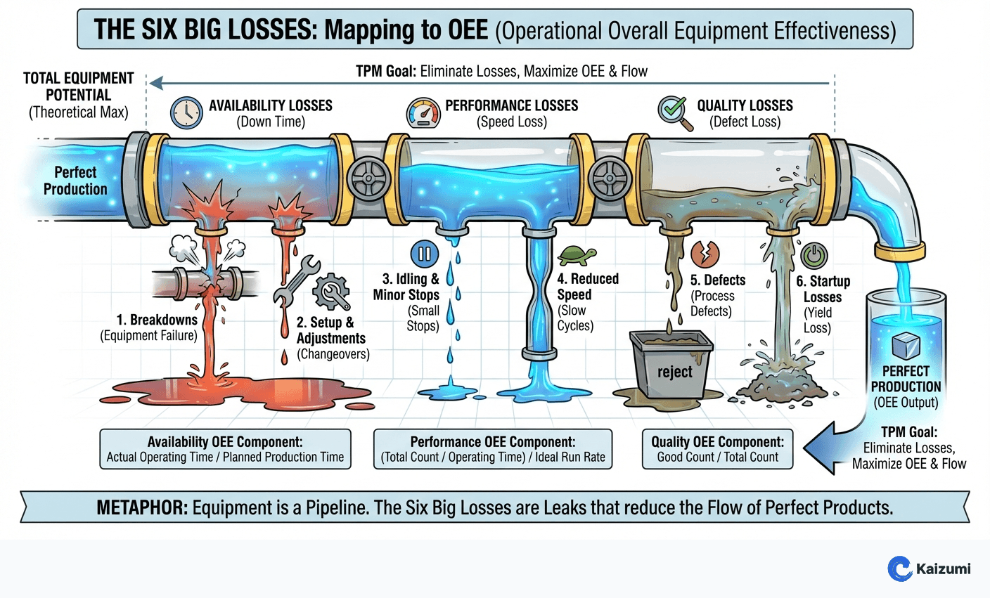Illustration explaining Six Big Losses